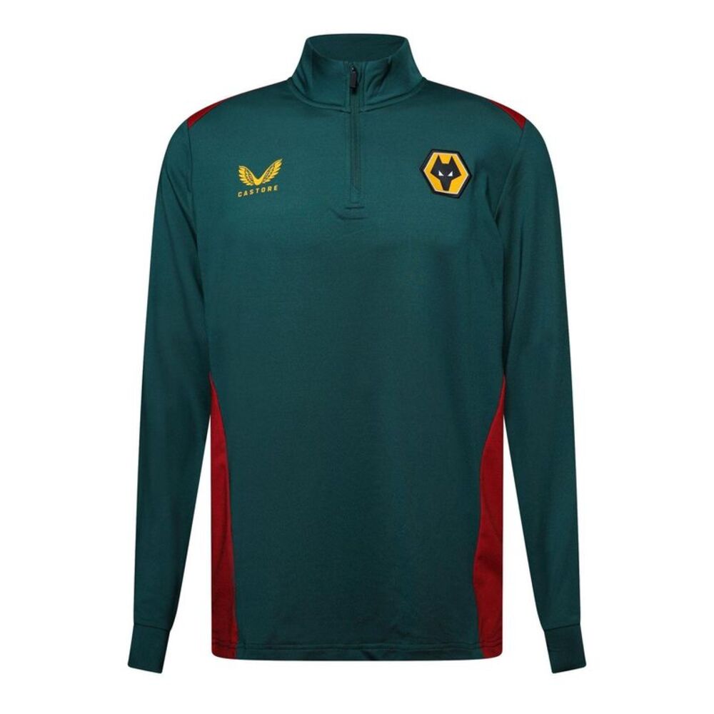 Castore Mens Wolverhampton Wanderers FC Quarter Zip Training Track Top / Red